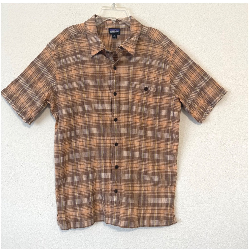 Patagonia Organic Cotton Plaid Short Sleeve Shirt Men's‎ L Cabincore Gorpcore